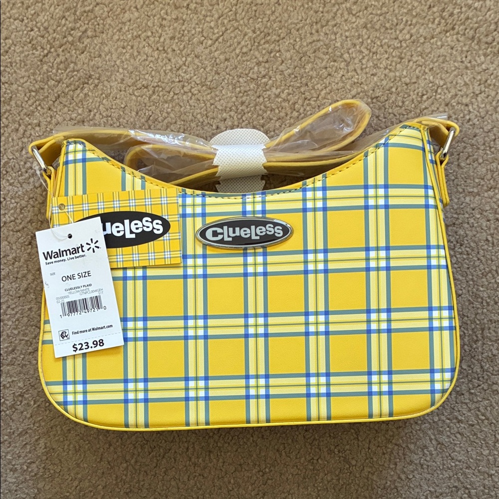 NWOT MAD Engine Yellow Plaid "Clueless" Shoulder Bag